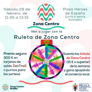 Cartel promocional del evento Ruleta de Zona Centro en Melilla