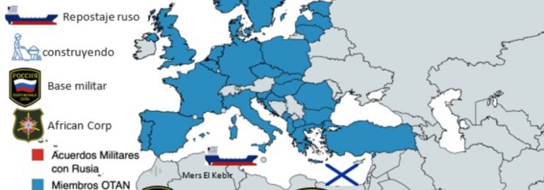Mapa que muestra las operaciones petroleras rusas en el Mediterráneo
