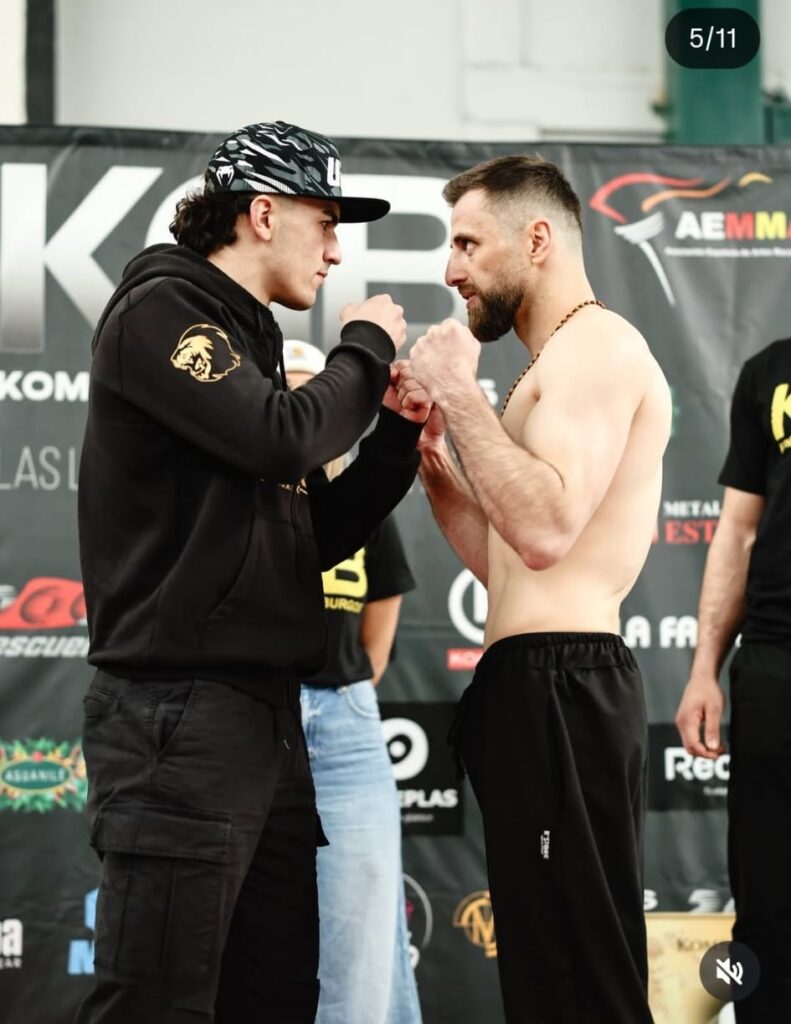 Ayman Chadghani y Gia Kurdian en el pesaje del Torneo KGB de MMA