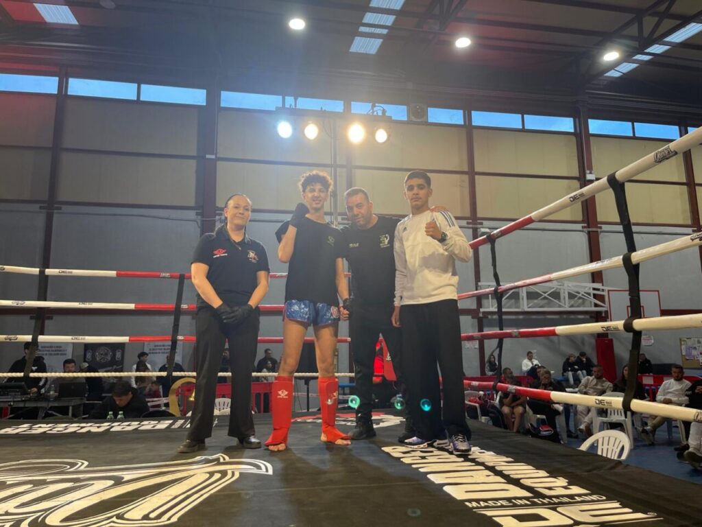Deportistas del Club Olympic Center en el ring durante la Gala Guerrero de Murcia