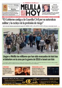 Portada del periódico Melilla Hoy del 22 de marzo de 2026