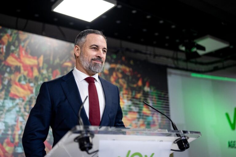 Santiago Abascal, líder de Vox, en rueda de prensa sobre política