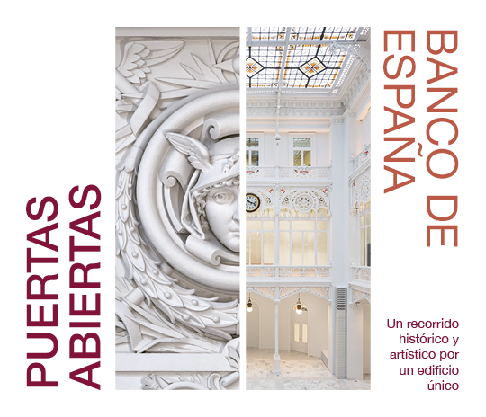 Interior del Banco de España durante las puertas abiertas con detalles arquitectónicos