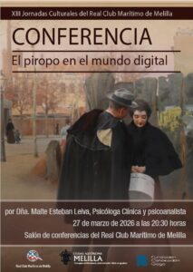 Cartel de conferencia sobre el piropo en el mundo digital en Melilla.