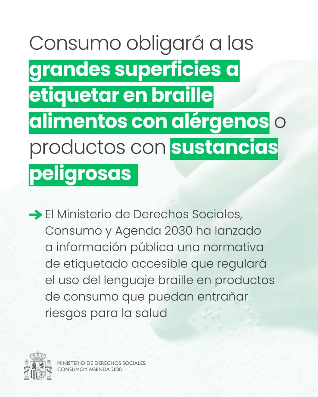 Texto sobre etiquetado en braille para productos con alérgenos