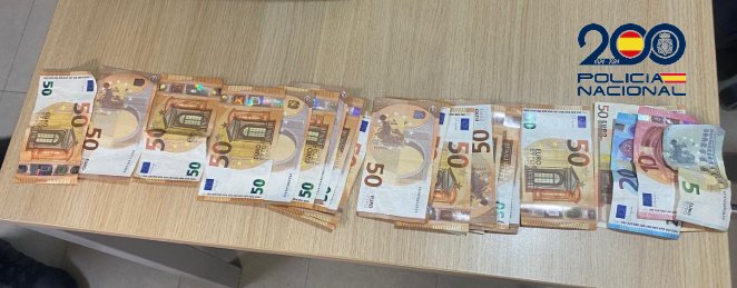 Billetes de euro recuperados por la Policía Nacional en Melilla