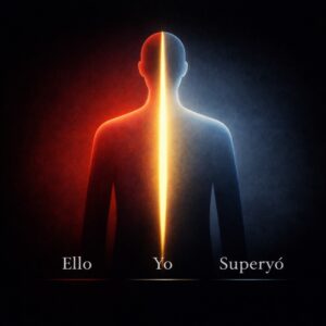 Representación gráfica de las instancias freudianas Ello, Yo y Superyó