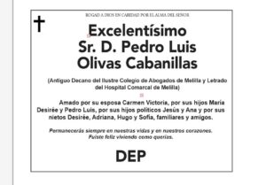 Obituario de Pedro Luis Olivas Cabanillas con detalles sobre su vida y legado