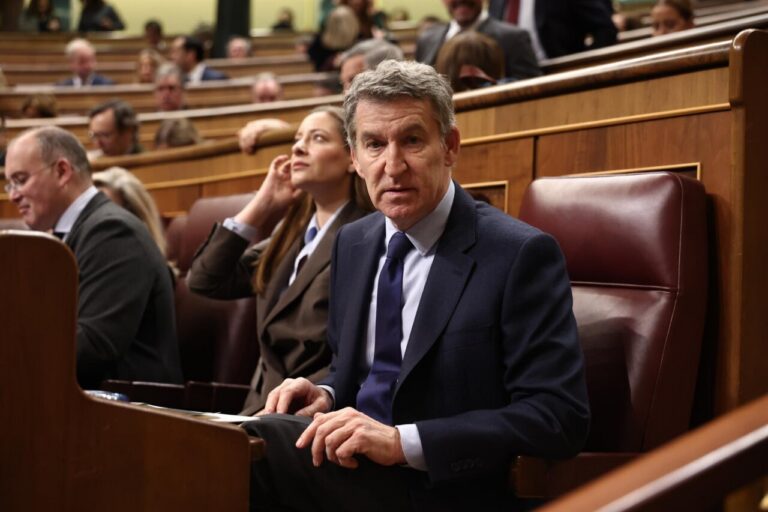 Alberto Núñez Feijóo durante una sesión en el Parlamento español