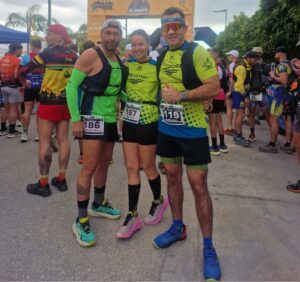 Gloria González, Francis Ortega y Alejandro Rivas en el Trail 'El Santo'