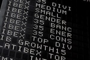 Pantalla de información del índice Ibex 35 en la bolsa