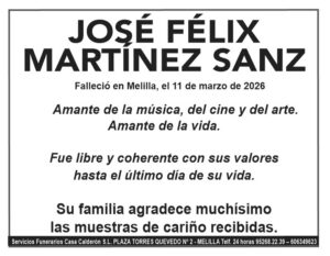 Esquela de José Félix Martínez Sanz en Melilla