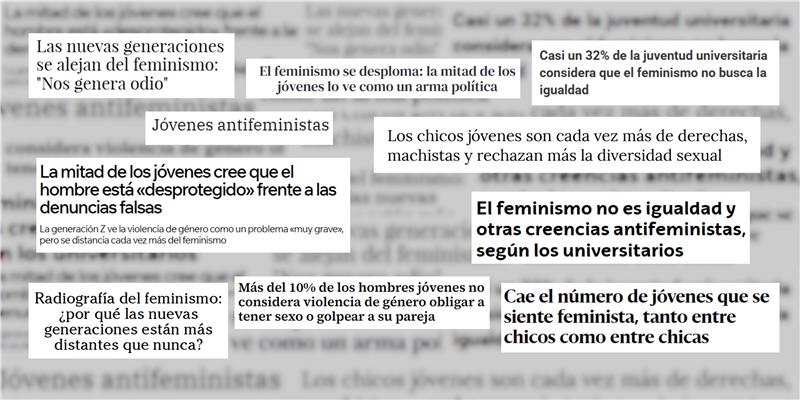 Gráficos sobre la percepción del feminismo entre jóvenes en 2026
