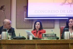 Margarita Robles durante su comparecencia en el Congreso de los Diputados