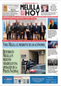 Portada del periódico Melilla Hoy con noticias locales y anuncios.