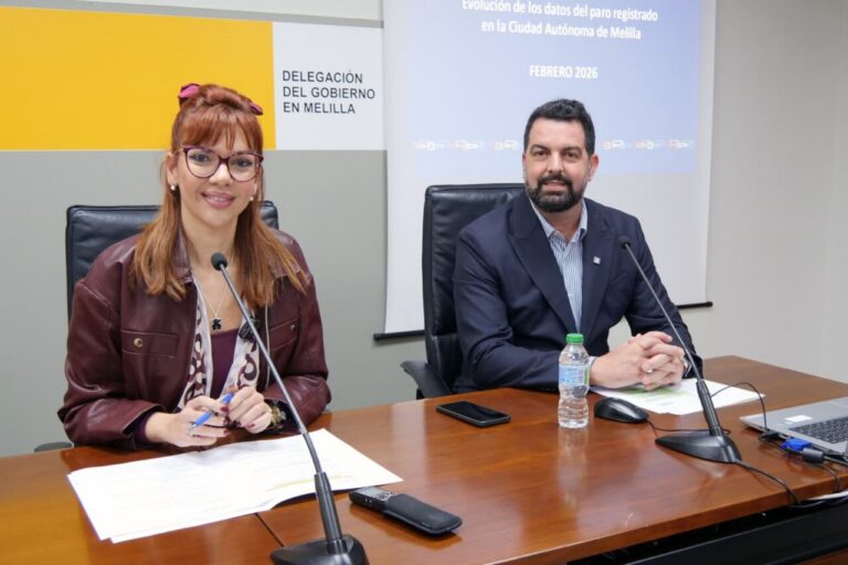 Sabrina Moh y Jorge Vera en la presentación de datos de empleo en Melilla