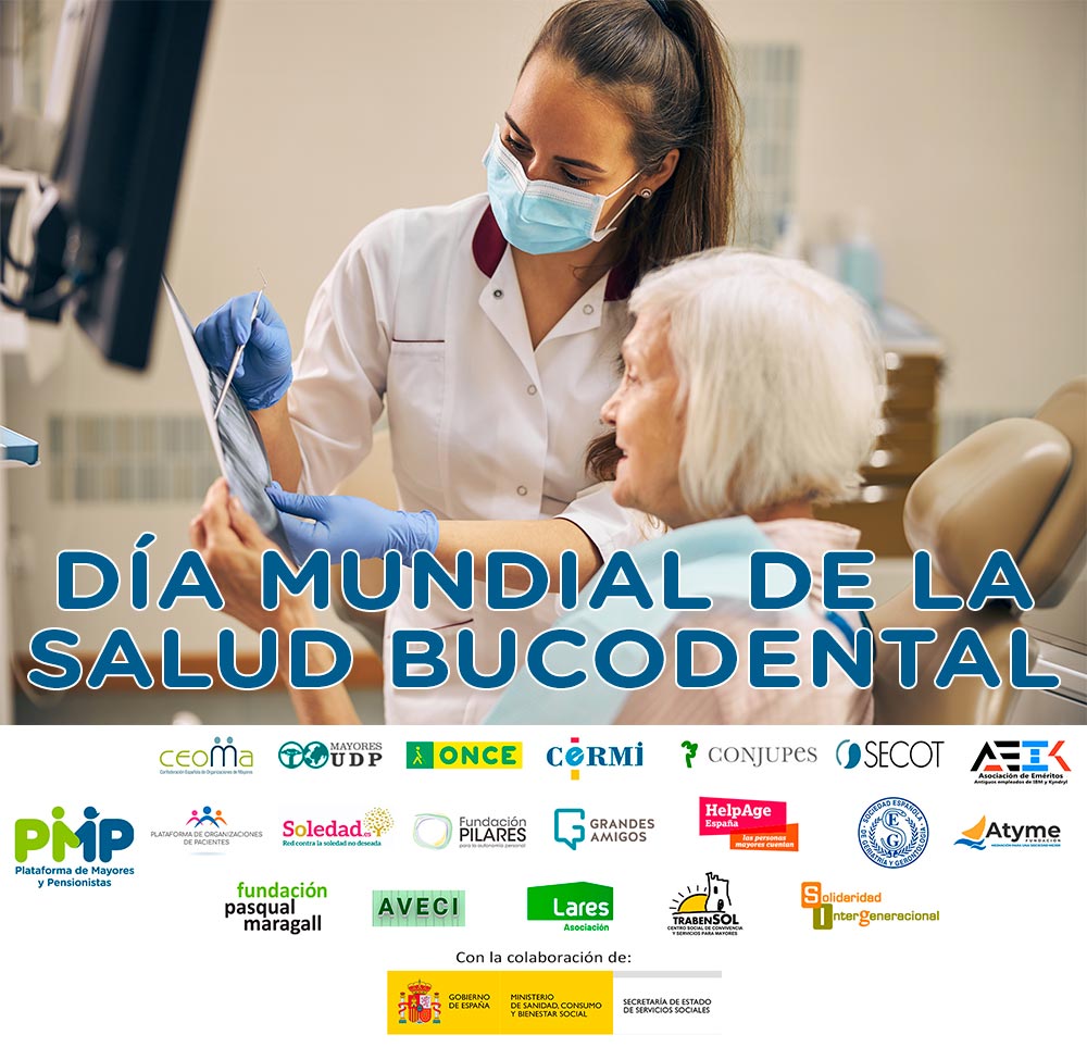 Profesional de la salud dental atendiendo a una persona mayor