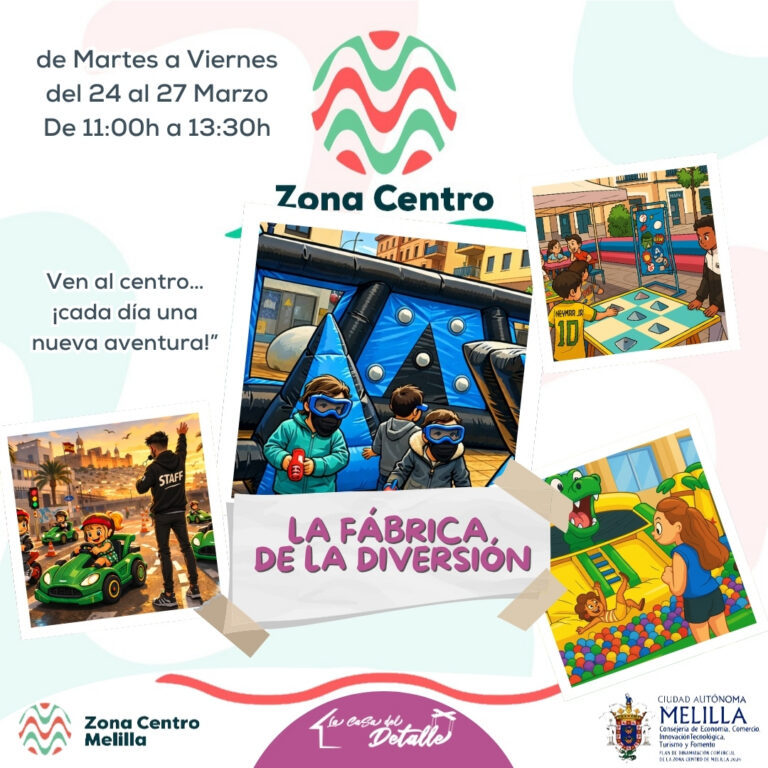 Cartel promocional de la Zona Centro con actividades para niños.