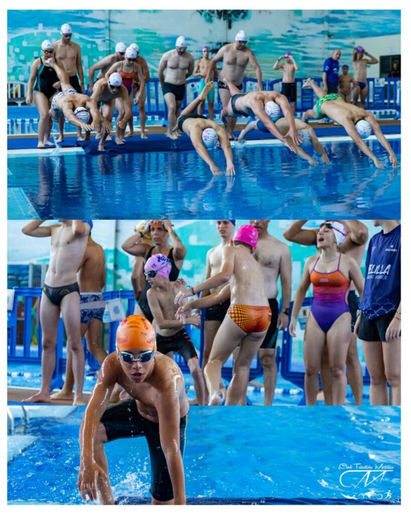 Nadadores compitiendo en el evento 100x100 CTM en Melilla.