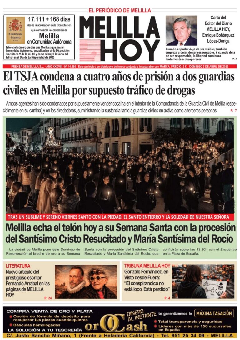 Portada del periódico Melilla Hoy del 5 de abril de 2026