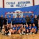 Jugadoras y entrenadores del Club Balonmano T-Maravilla Melilla en su última temporada
