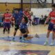 Jugadores del Melilla Balonmano en acción durante un partido