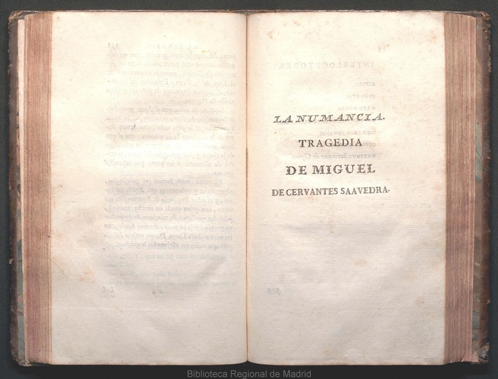 Página de la obra 'Numancia' de Miguel de Cervantes, digitalizada.