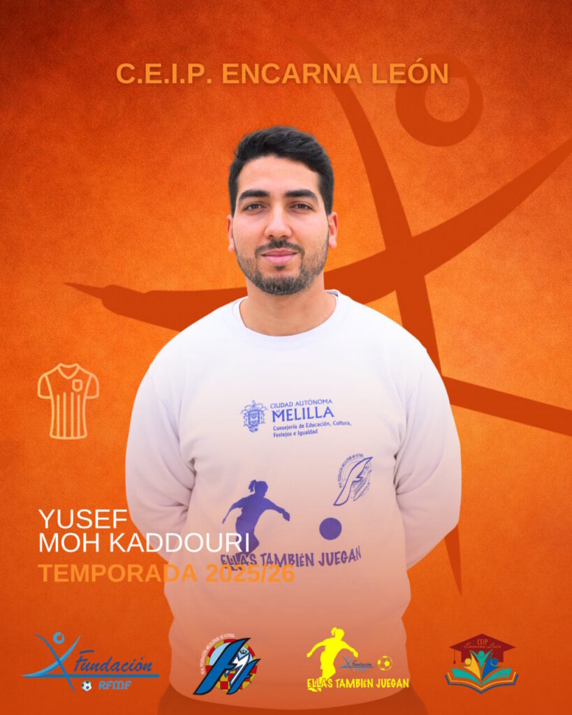 Portrait of a man in a white shirt on an orange promotional poster for the 2025/26 season, with logos and text visible in the background.
