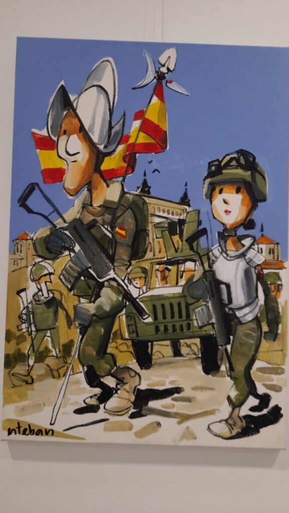 Ilustración de soldados en una exposición sobre historia militar