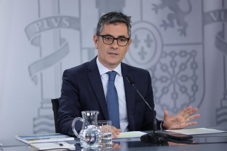Félix Bolaños durante una rueda de prensa sobre el caso Koldo