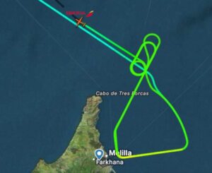 Mapa de vuelos en Melilla mostrando cancelaciones y desvíos