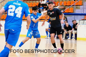 Jugadores del C.D. Melistar en un partido de fútbol sala