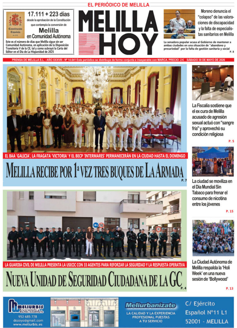 Portada del periódico Melilla Hoy del 30 de mayo de 2026