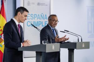 Pedro Sánchez durante una declaración sobre la cuarentena por hantavirus