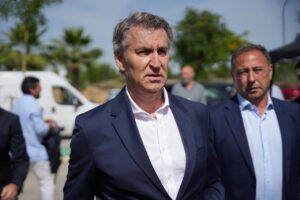 Alberto Núñez Feijóo durante un acto político en Sevilla