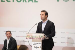 El vicepresidente Carlos Cuerpo habla en un evento electoral sobre el crucero MV Hondius.