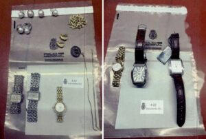 Joyas y relojes incautados por la Policía Nacional en un registro