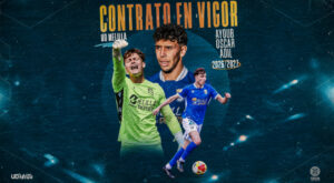 Adil, Ayoub y Óscar, jugadores de la U.D. Melilla con contrato vigente