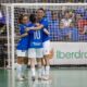 Jugadoras del Melilla Torreblanca celebrando un gol en la semifinal