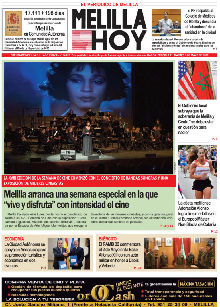 Portada del periódico Melilla Hoy del 5 de mayo de 2026