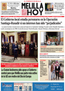 Portada del periódico Melilla Hoy del 9 de mayo de 2026