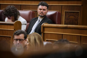 Gabriel Rufián en el Congreso durante una sesión de control al Gobierno