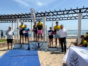 Ganadores del Triatlón Supersprint Trimelilla en el podio