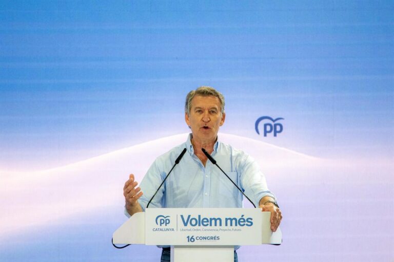 Alberto Núñez Feijóo hablando en un congreso del PP sobre política electoral.
