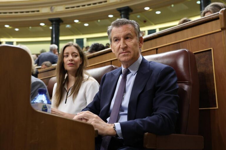 Alberto Núñez Feijóo en el Parlamento durante una sesión política