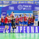 Jugadoras del Futsi Atlético Navalcarnero celebrando su victoria en la liga de fútbol sala