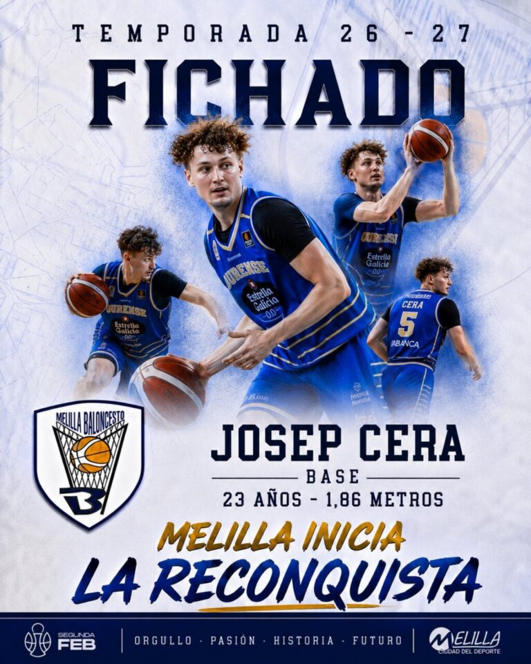 Josep Cera, jugador de baloncesto del Melilla, en acción durante un partido.