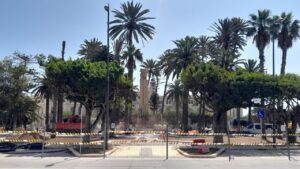 Vista de la Plaza de España en Melilla durante su remodelación