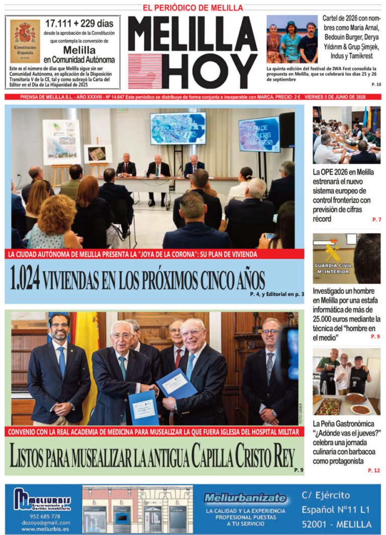 Portada del periódico Melilla Hoy del 5 de junio de 2026