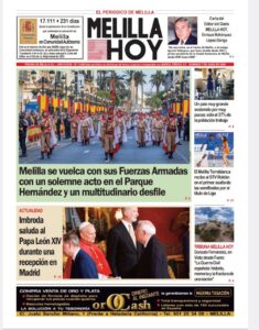 Portada del periódico Melilla Hoy del 7 de junio de 2026 con desfile militar